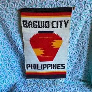 Vintage Philippines Baguio City Woven wall hanging handmade